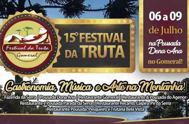 Festival da Truta do Gomeral terá shows de jazz, rock e blues. Veja a programação oficial.