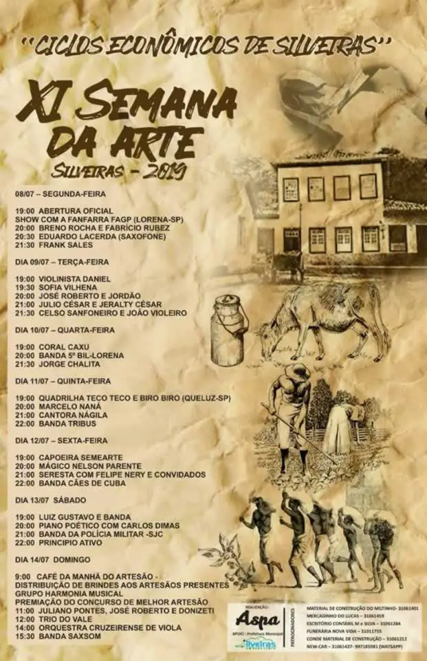 Cartaz oficial da 11ª Semana de Arte de Silveiras 2019