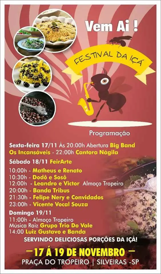 Cartaz do 1º Festival da Içá de Silveiras/SP 2017. Confira a programação