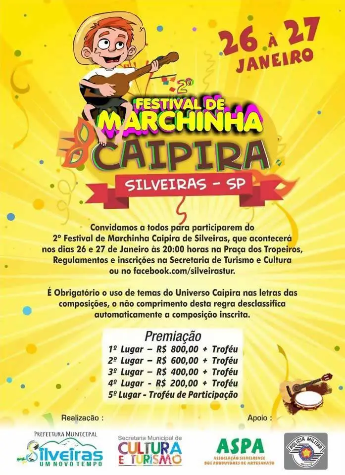Cartaz do Festival da Marchinha Caipira 2018 de Silveiras