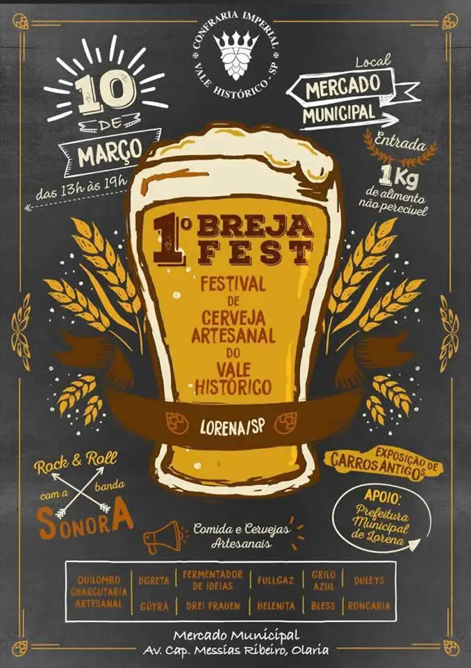 Cartaz do 1º Brejafest de Lorena, Festival de Cerveja Artesanal do Vale Histórico