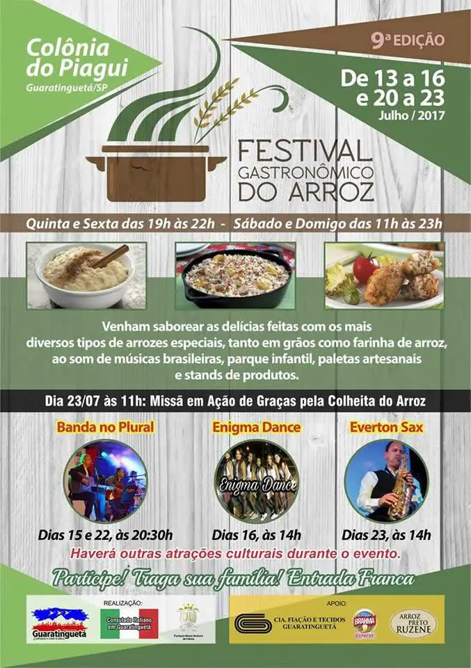 Festival Gastronômico do Arroz da Colônia do Piagui 2017, Guaratinguetá/SP